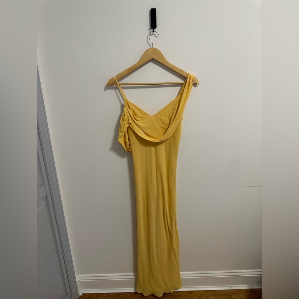 Reformation midi silk reya dress in sunshine